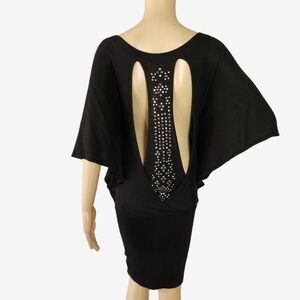 Vintage Guess by Marciano Black Knit Studded Cutout Open Back Dress - Medium